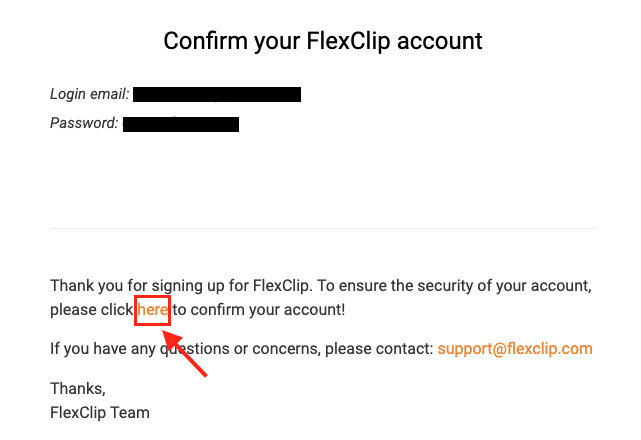 FlexClip確認メール